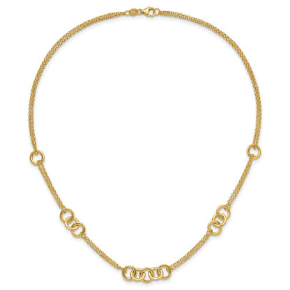 Polished 2-strand with Circles Necklace 17"