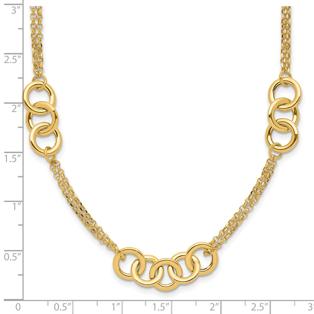 Polished 2-strand with Circles Necklace 17"