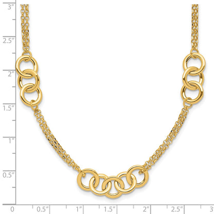Polished 2-strand with Circles Necklace 17"