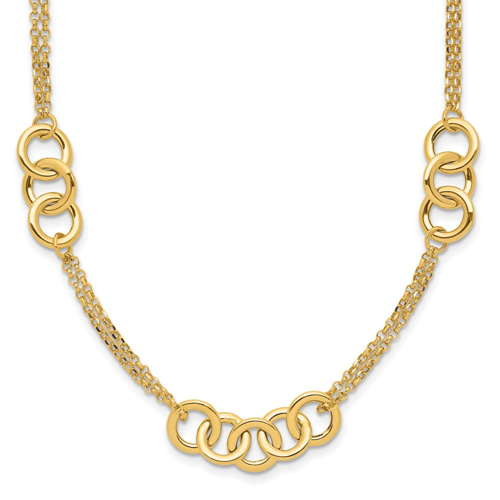 Polished 2-strand with Circles Necklace 17"
