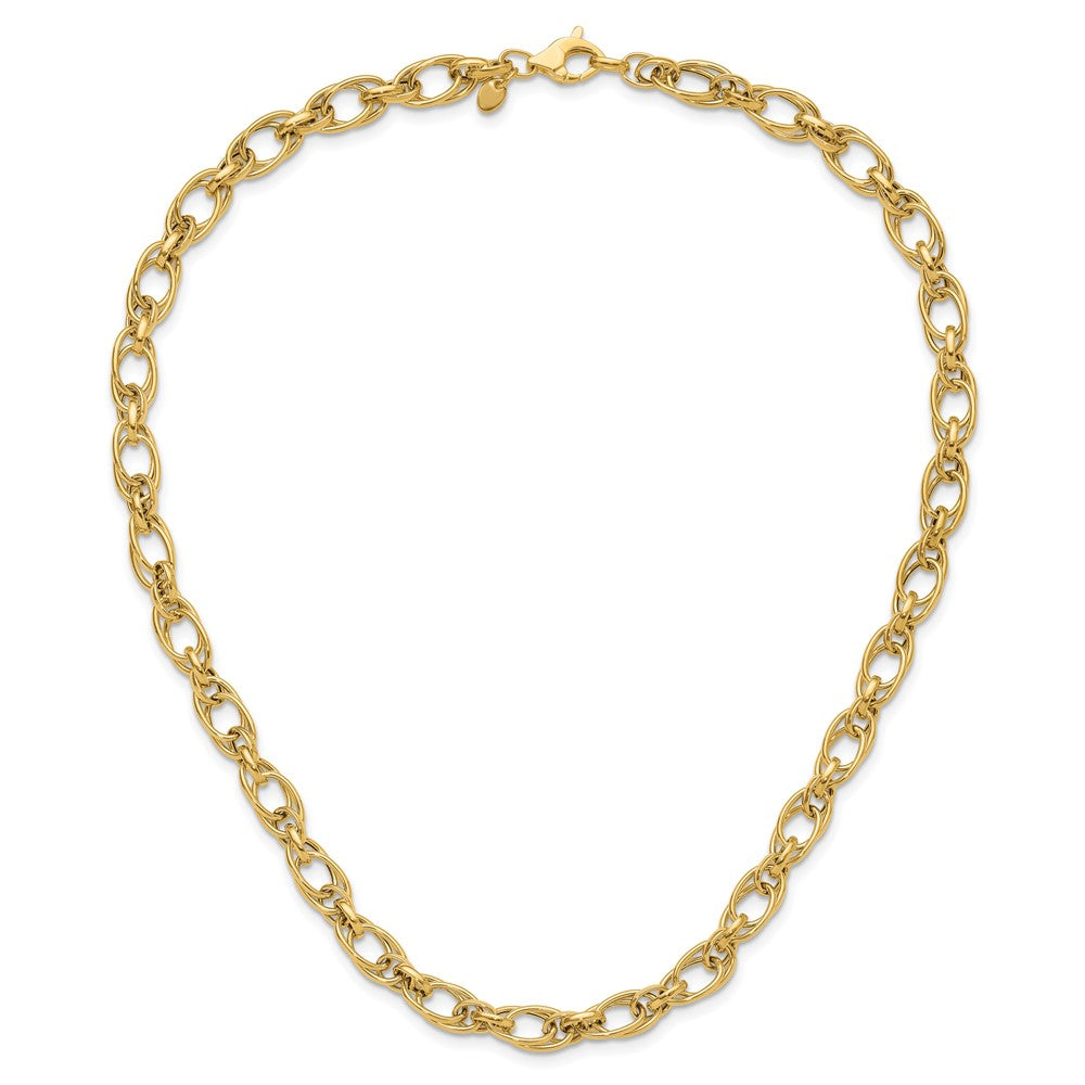 Polished Fancy Oval Link Necklace 18" - 6.5mm
