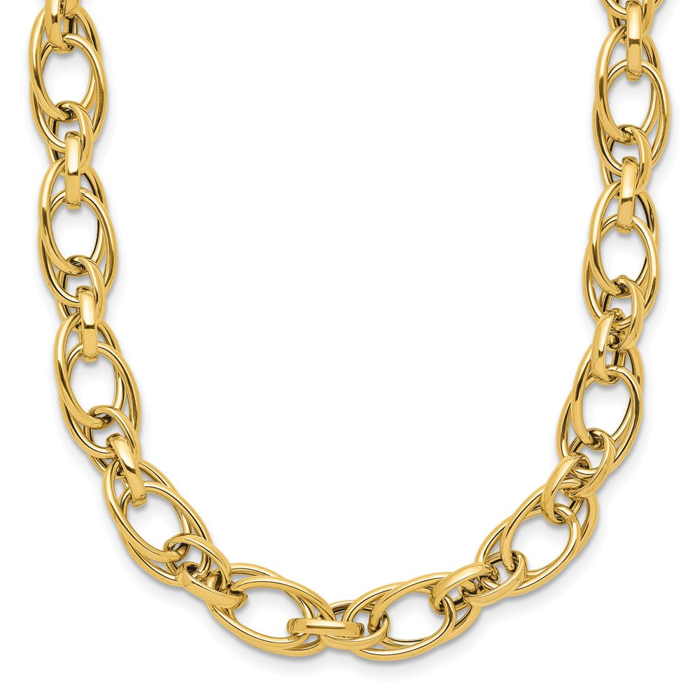 Polished Fancy Oval Link Necklace 18" - 6.5mm
