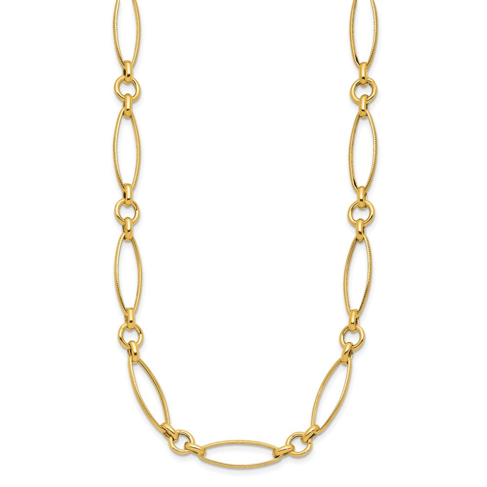 Polished and Diamond-cut Fancy Link Necklace - Yellow Gold