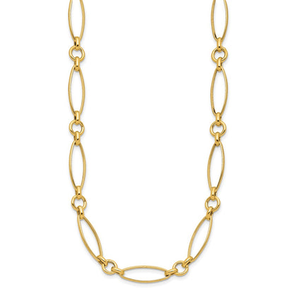 Polished and Diamond-cut Fancy Link Necklace - Yellow Gold