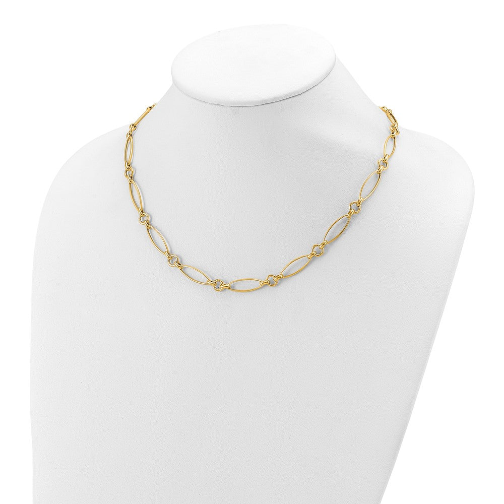 Polished and Diamond-cut Fancy Link Necklace - Yellow Gold