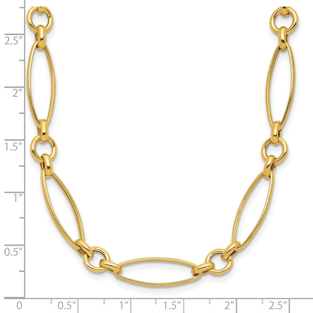 Polished and Diamond-cut Fancy Link Necklace - Yellow Gold