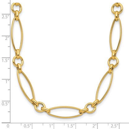 Polished and Diamond-cut Fancy Link Necklace - Yellow Gold