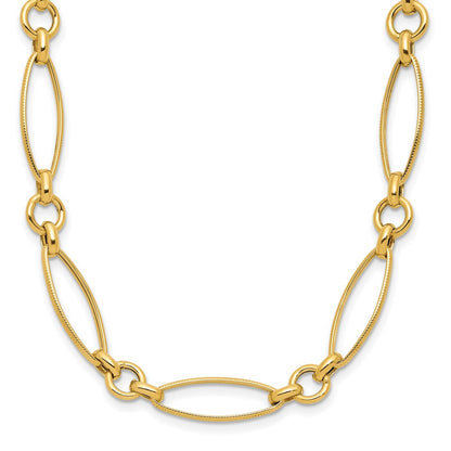 Polished and Diamond-cut Fancy Link Necklace - Yellow Gold