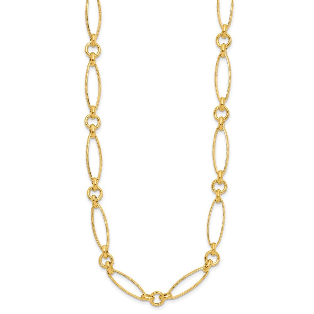 Polished and Diamond-cut Fancy Link Necklace - Yellow Gold