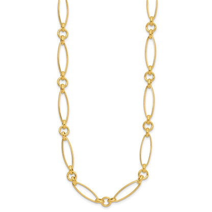 Polished and Diamond-cut Fancy Link Necklace - Yellow Gold