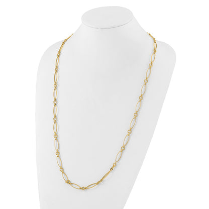 Polished and Diamond-cut Fancy Link Necklace - Yellow Gold