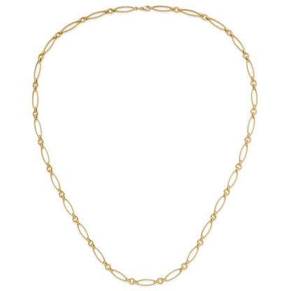 Polished and Diamond-cut Fancy Link Necklace - Yellow Gold