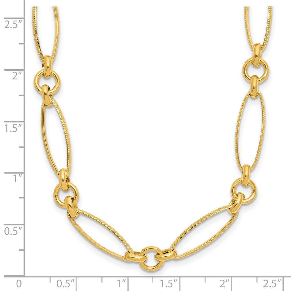 Polished and Diamond-cut Fancy Link Necklace - Yellow Gold