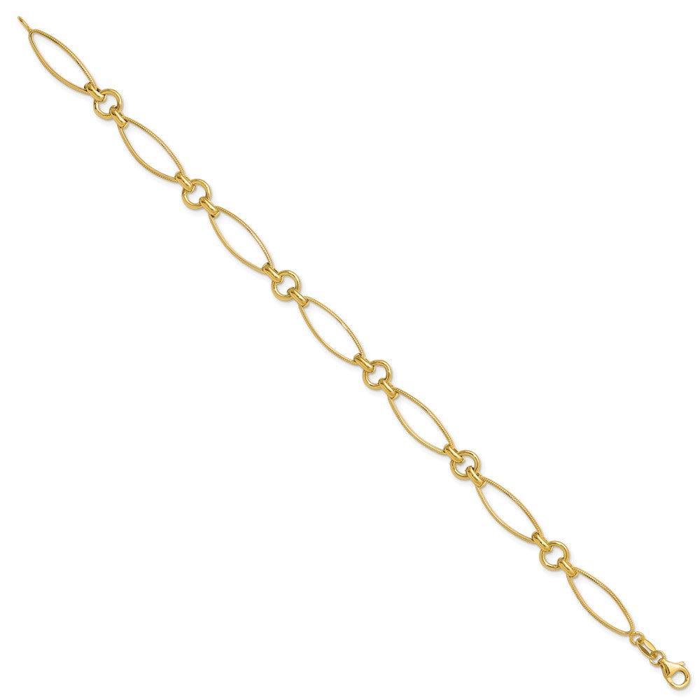 Polished and Diamond-cut Fancy Link Bracelet 8.5" - 2.61g