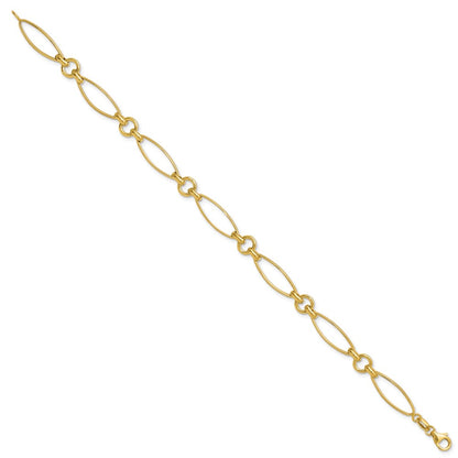 Polished and Diamond-cut Fancy Link Bracelet 8.5" - 2.61g
