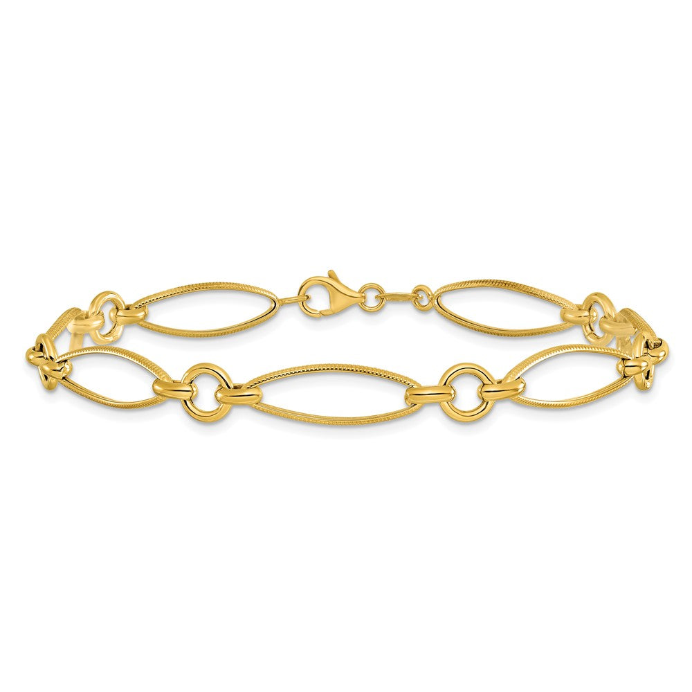 Polished and Diamond-cut Fancy Link Bracelet 8.5" - 2.61g