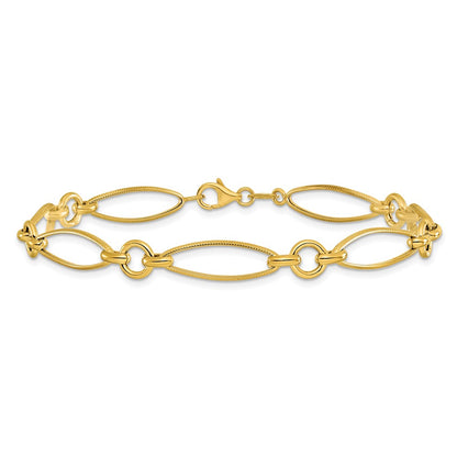 Polished and Diamond-cut Fancy Link Bracelet 8.5" - 2.61g