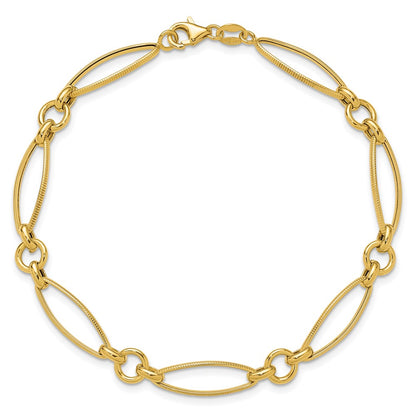 Polished and Diamond-cut Fancy Link Bracelet 8.5" - 2.61g
