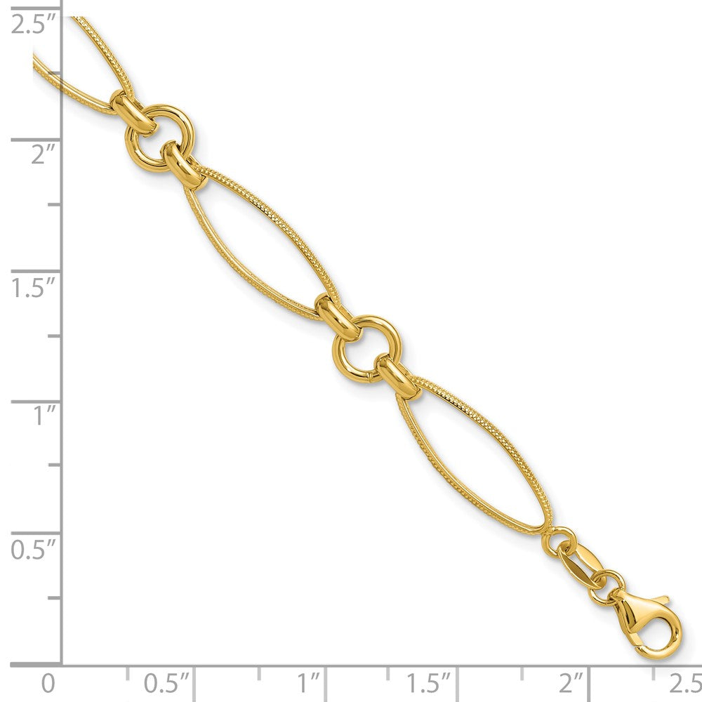 Polished and Diamond-cut Fancy Link Bracelet 8.5" - 2.61g