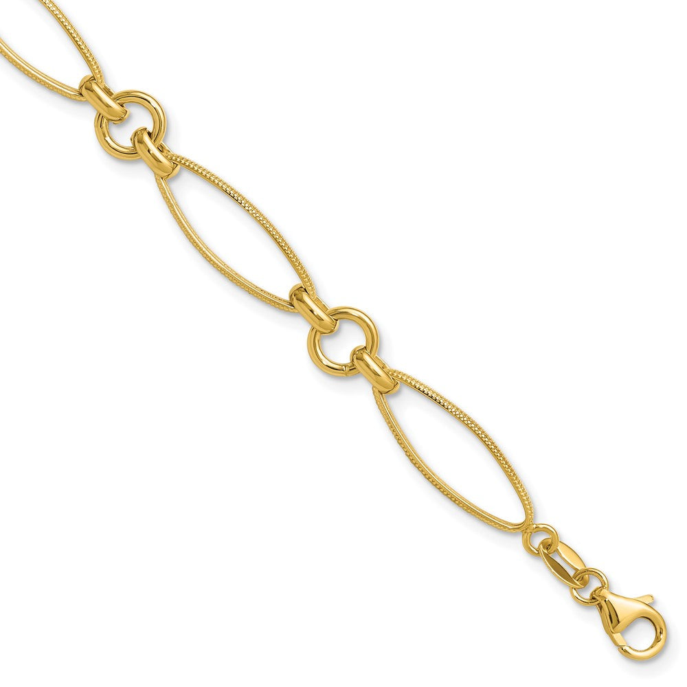 Polished and Diamond-cut Fancy Link Bracelet 8.5" - 2.61g