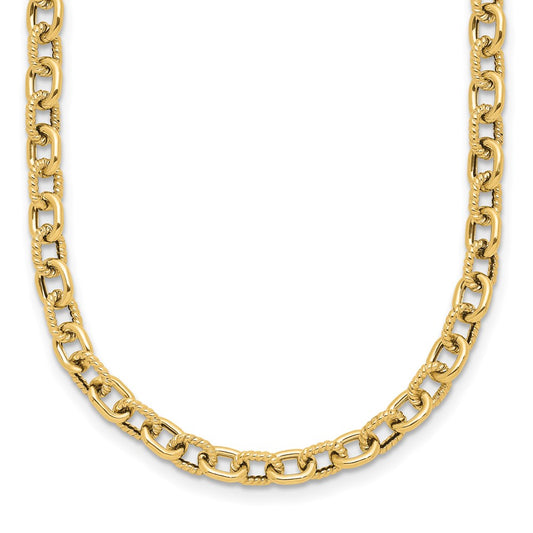 Polished and Textured Link Necklace 17"