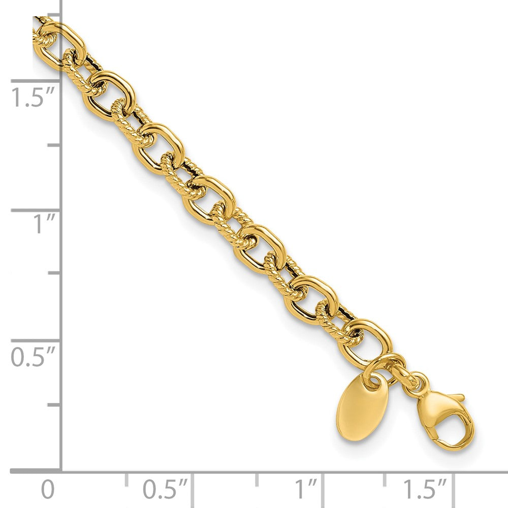Polished and Textured Link Bracelet - 4.25mm