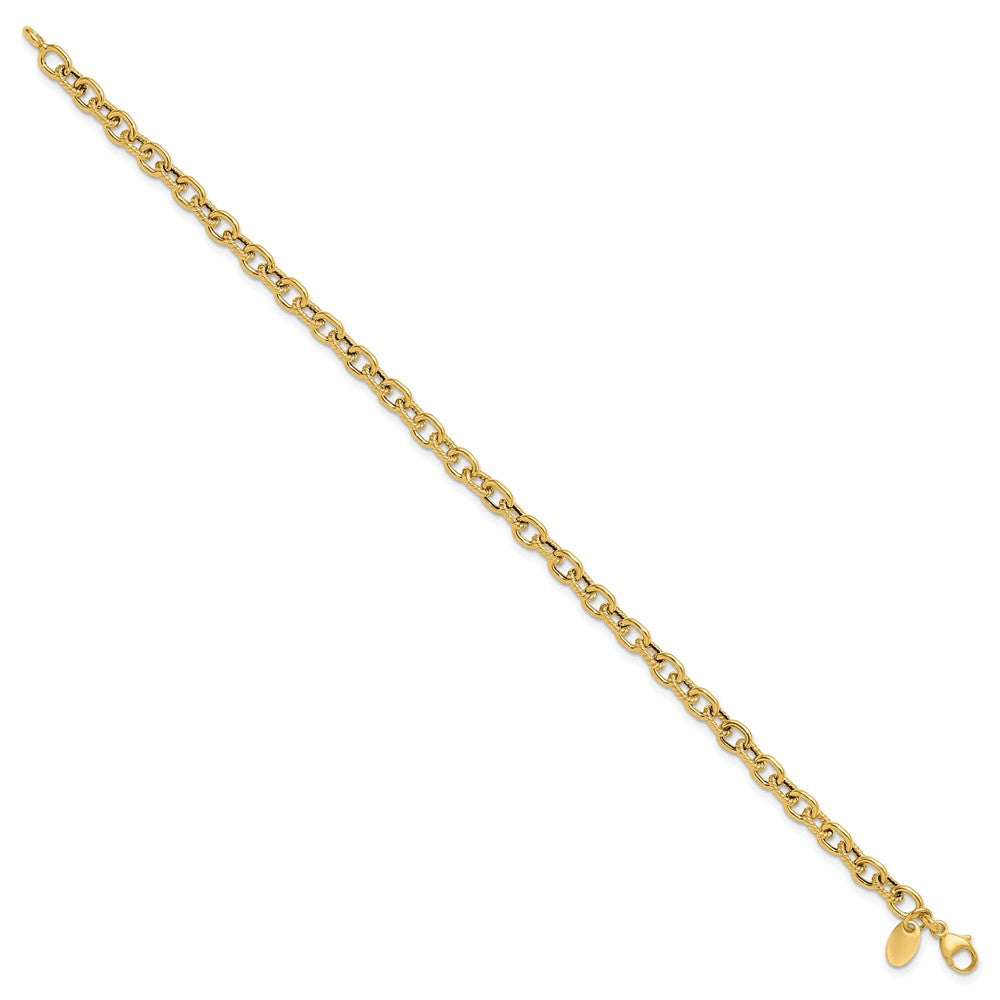 Polished and Textured Link Bracelet - 4.25mm