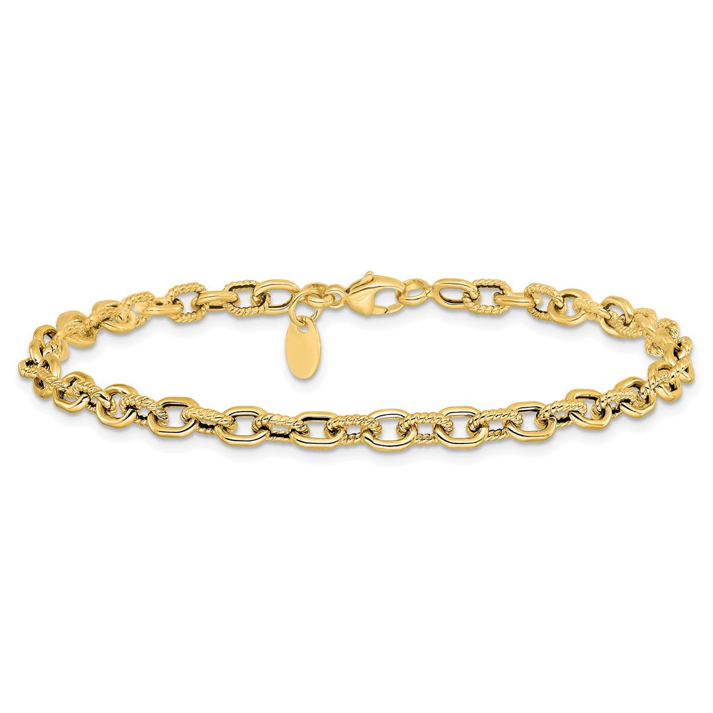 Polished and Textured Link Bracelet - 4.25mm