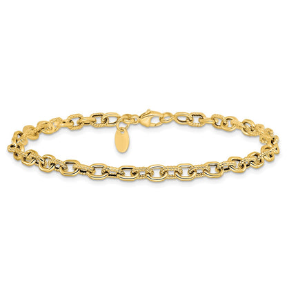 Polished and Textured Link Bracelet - 4.25mm
