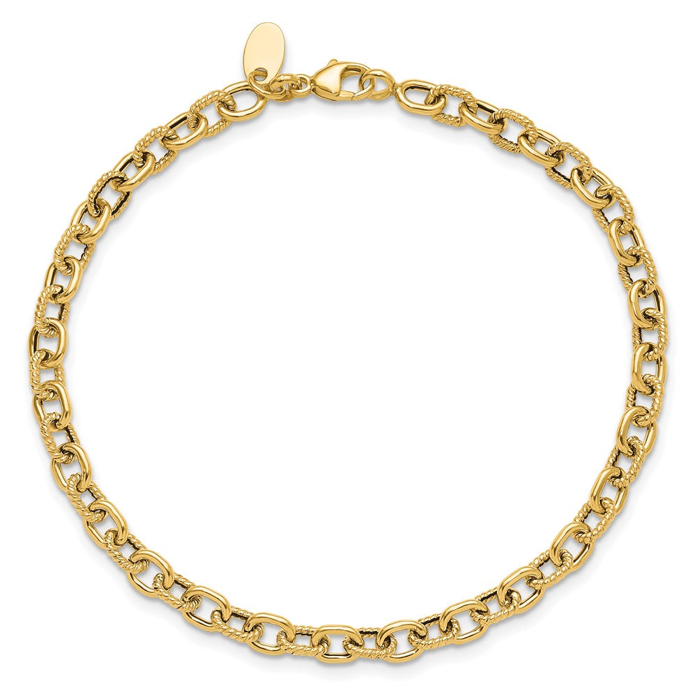 Polished and Textured Link Bracelet - 4.25mm