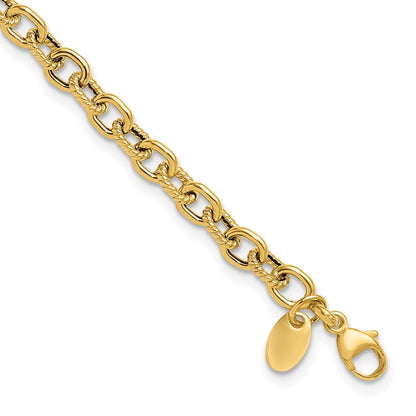 Polished and Textured Link Bracelet - 4.25mm
