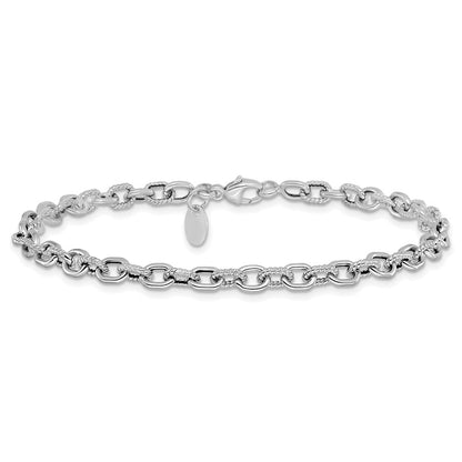 Polished and Textured Link Bracelet - 4.25mm