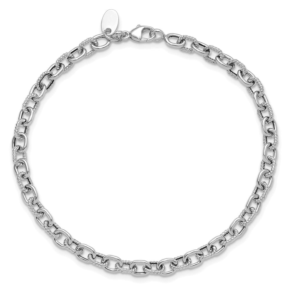 Polished and Textured Link Bracelet - 4.25mm
