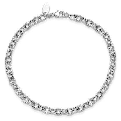 Polished and Textured Link Bracelet - 4.25mm