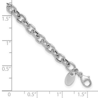 Polished and Textured Link Bracelet - 4.25mm