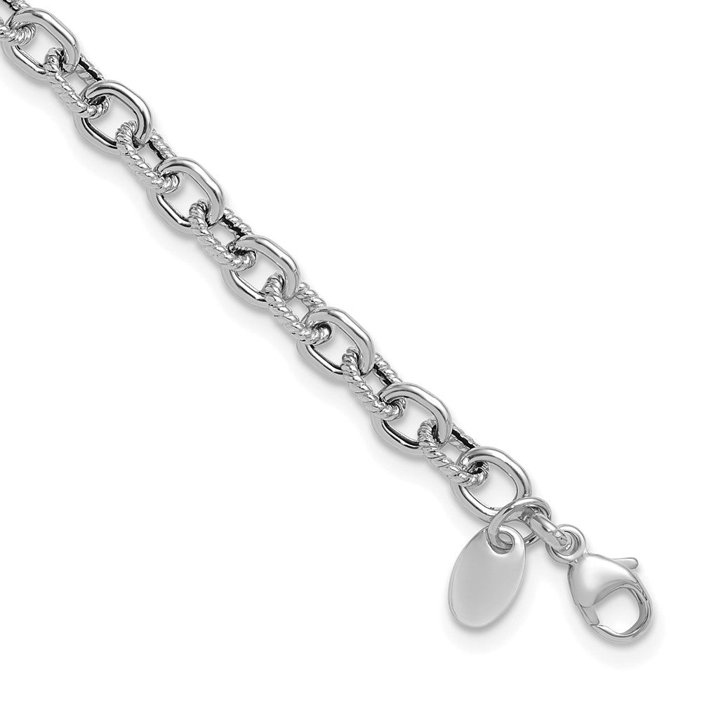 Polished and Textured Link Bracelet - 4.25mm