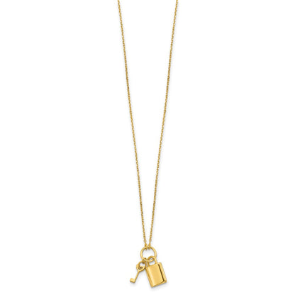 Polished Lock and Key with 2in ext Necklace