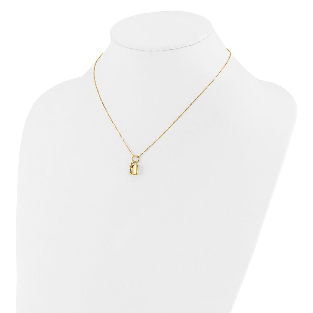 Polished Lock and Key with 2in ext Necklace