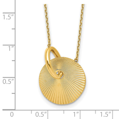Polished and Textured Circle with 2in ext Necklace