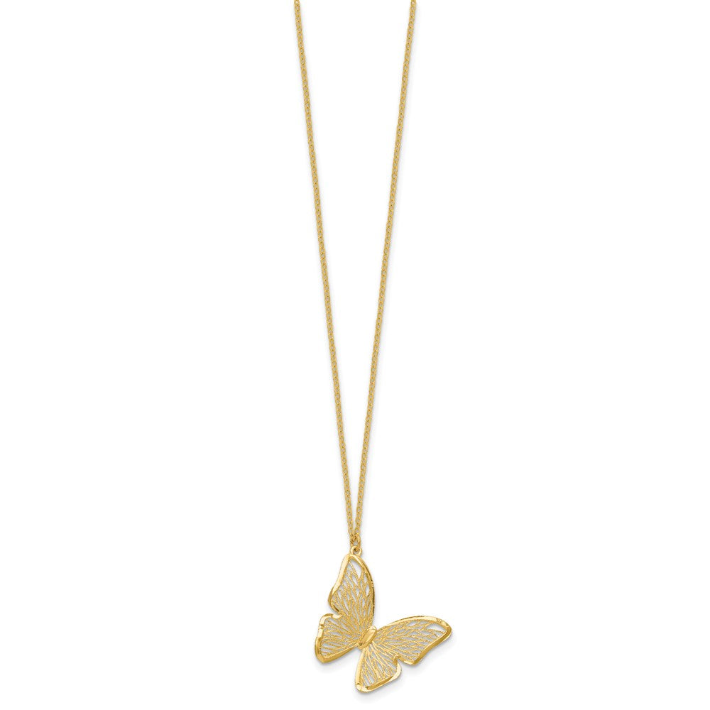 Textured and Polished Butterfly Necklace 18"