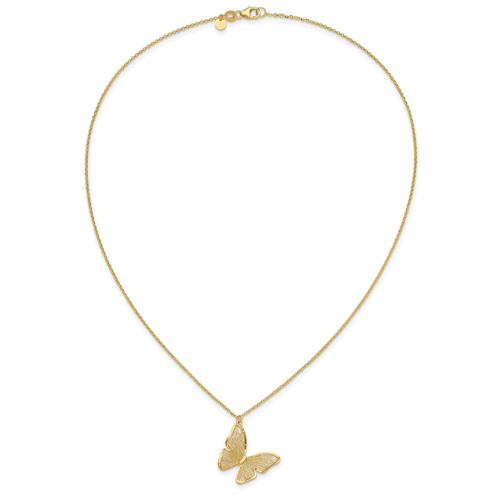 Textured and Polished Butterfly Necklace 18"