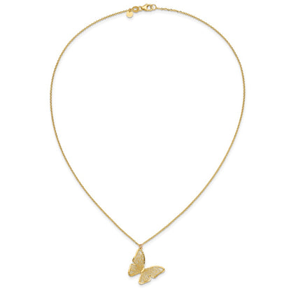 Textured and Polished Butterfly Necklace 18"