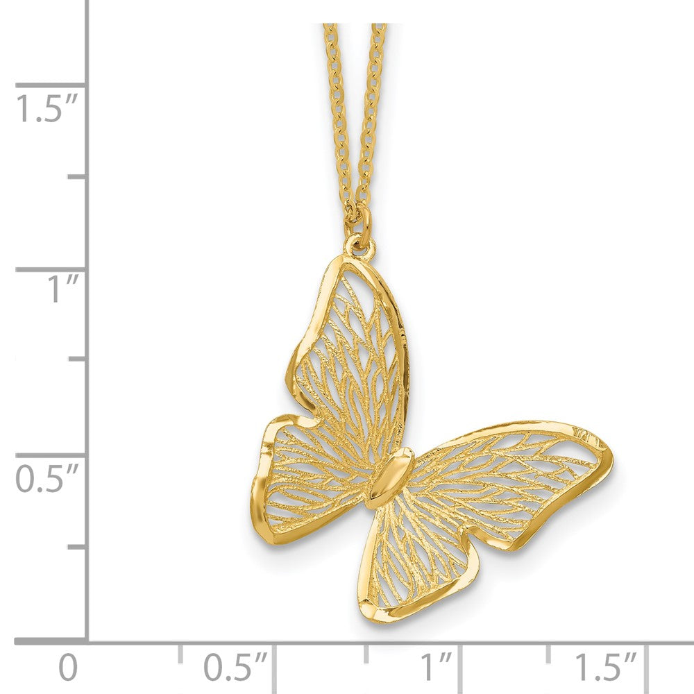 Textured and Polished Butterfly Necklace 18"