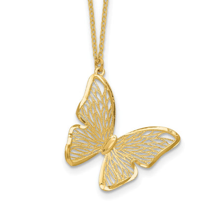 Textured and Polished Butterfly Necklace 18"
