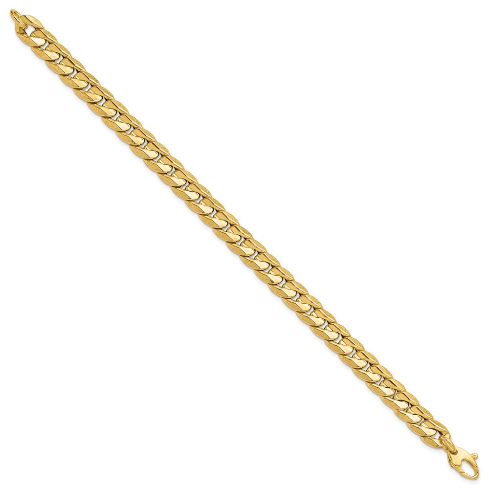 Polished and Textured Fancy Curb Men's Bracelet 8.5"