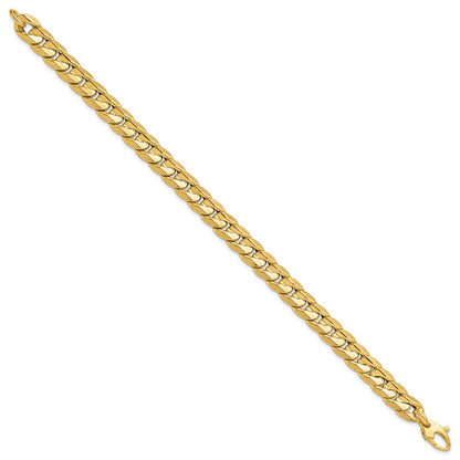 Polished and Textured Fancy Curb Men's Bracelet 8.5"