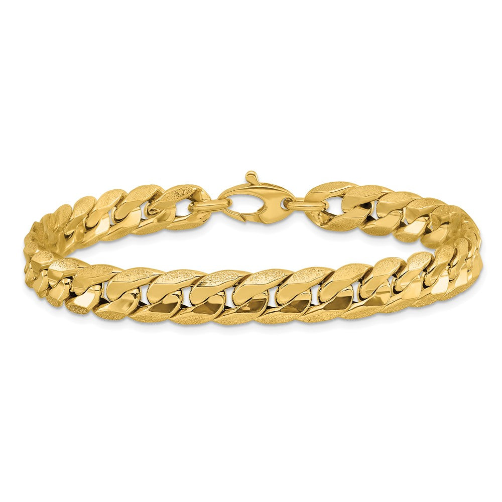 Polished and Textured Fancy Curb Men's Bracelet 8.5"