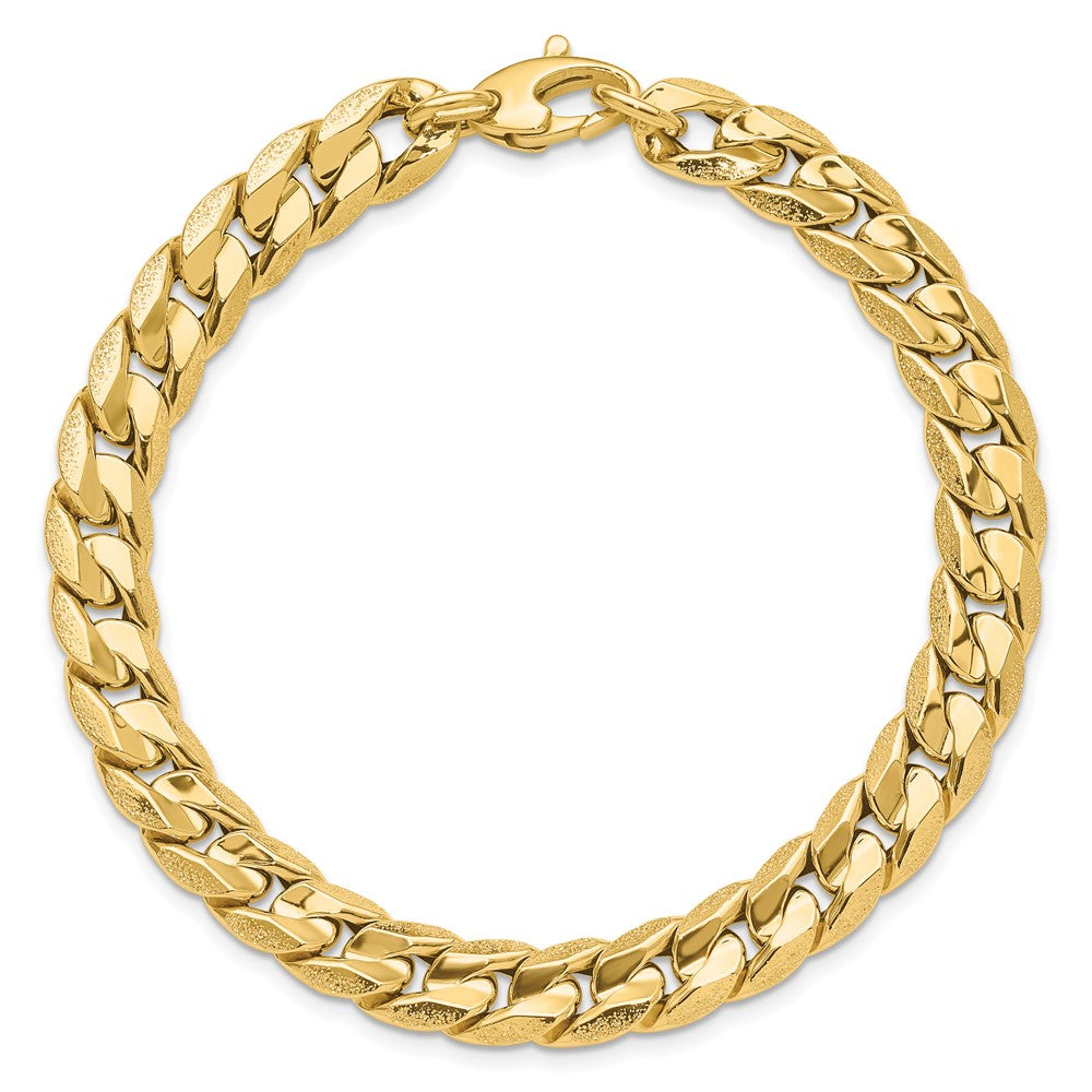 Polished and Textured Fancy Curb Men's Bracelet 8.5"