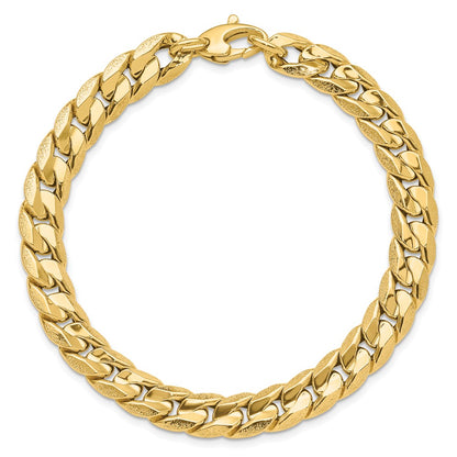Polished and Textured Fancy Curb Men's Bracelet 8.5"