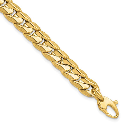 Polished and Textured Fancy Curb Men's Bracelet 8.5"